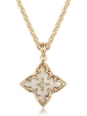 Women's White and Glod Adjustable Chain Choker Charm Pendant Lucky Necklaces